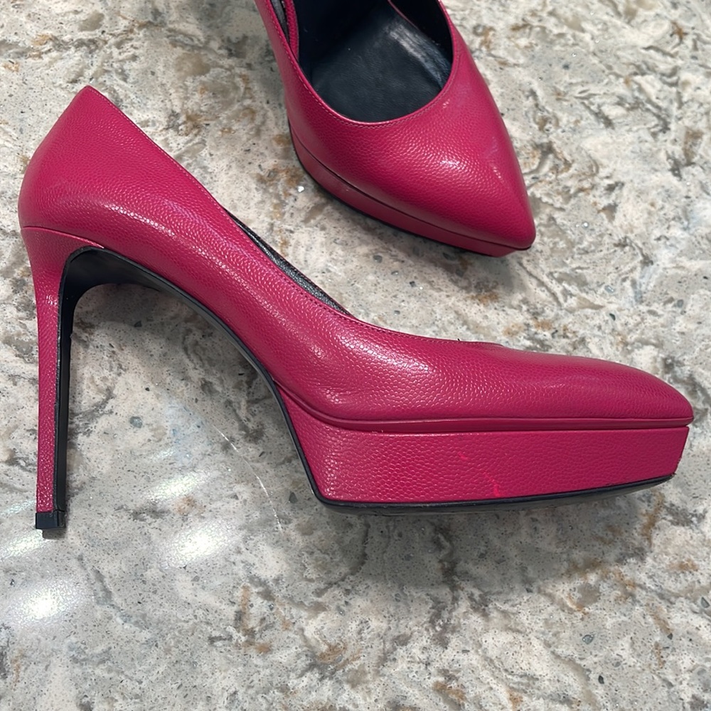 Barbie Pink Saint Laurent Paris Platform Heels, Size 38 - Picture 8 of 12